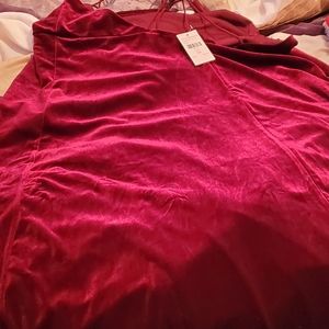 Burgundy long split in the front dress
